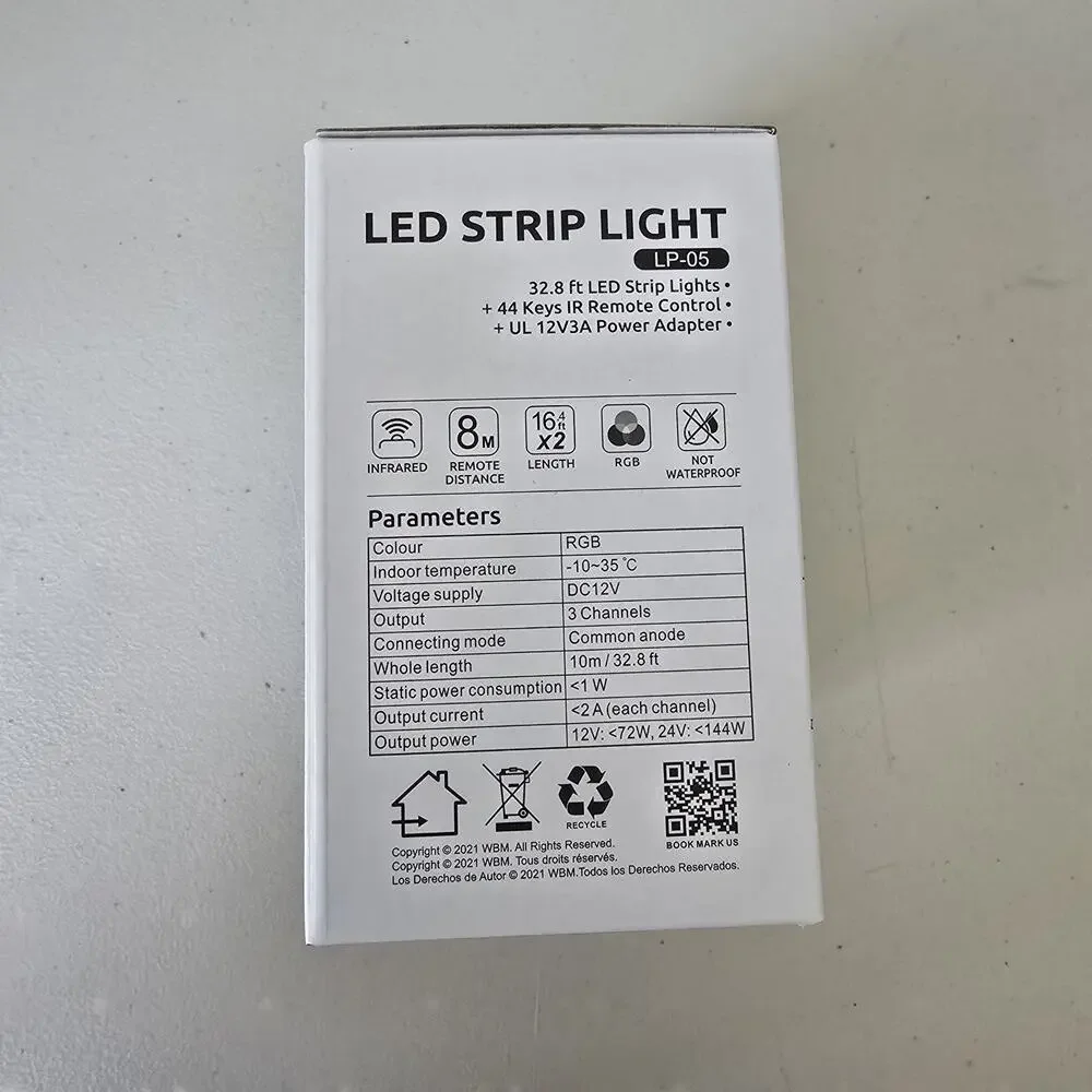 2 Boxes LED Strip Light Indoor 32.8' + Remote Control +UL 12V3A Power Adapter